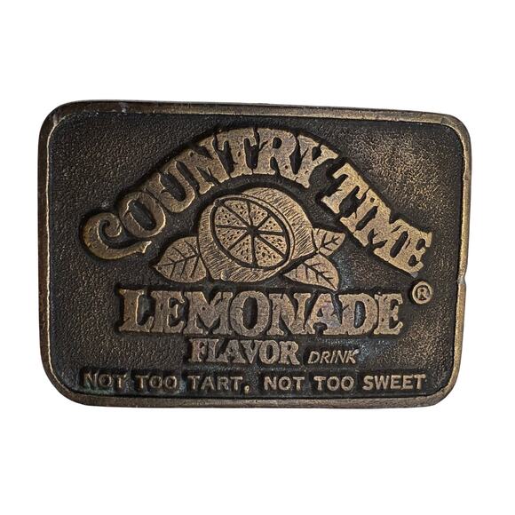 Country Time Lemonade Flavor NOT TO TART, NOT TO SWEET Advertising Belt Buckle - Picture 1 of 4